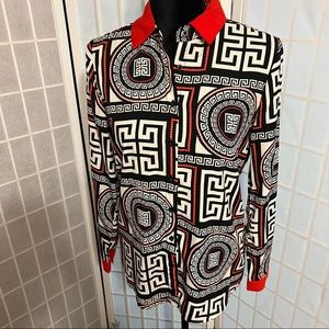 Black Red and White Button Down